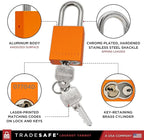 TRADESAFE Lockout Tagout Locks Set - 10 Orange Aluminum Loto Locks, Lock Out Tag Out Padlocks Keyed Alike, 2 Keys Per Lockout Padlock, OSHA Compliant