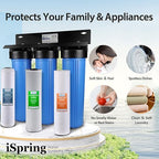 iSpring Lead-Reducing Whole House Water Filter System, Also Reduces Chlorine, Taste, Odor, 3-Stage Whole House Water Filtration System, Model: WGB32B-PB, 1" NPT Inlet/Outlet