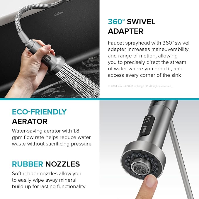 Kraus Bolden 2-in-1 Pull-Down Single Handle Kitchen Sink Filter Water Faucet for Reverse Osmosis or Water Filtration System in Brushed Brass, KFF-1610BB