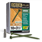 Deck Plus 3-1/2 Inch Epoxy Coated Exterior Wood and Fence Screws #10 x 3-1/2" Torx/Star Drive Included Coarse Thread, Outdoor Rust Resistant Decking Screw, Green, 1lb Box, 55 Pieces | 48407