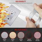 ENERLITES Elite Series Decorator Receptacle, Child Safe Tamper-Resistant Outlet, Self-Grounding, Residential Grade, 15A 125V, UL Listed, 61501-TR-SVWBP, Brushed Silver With Wall Plate