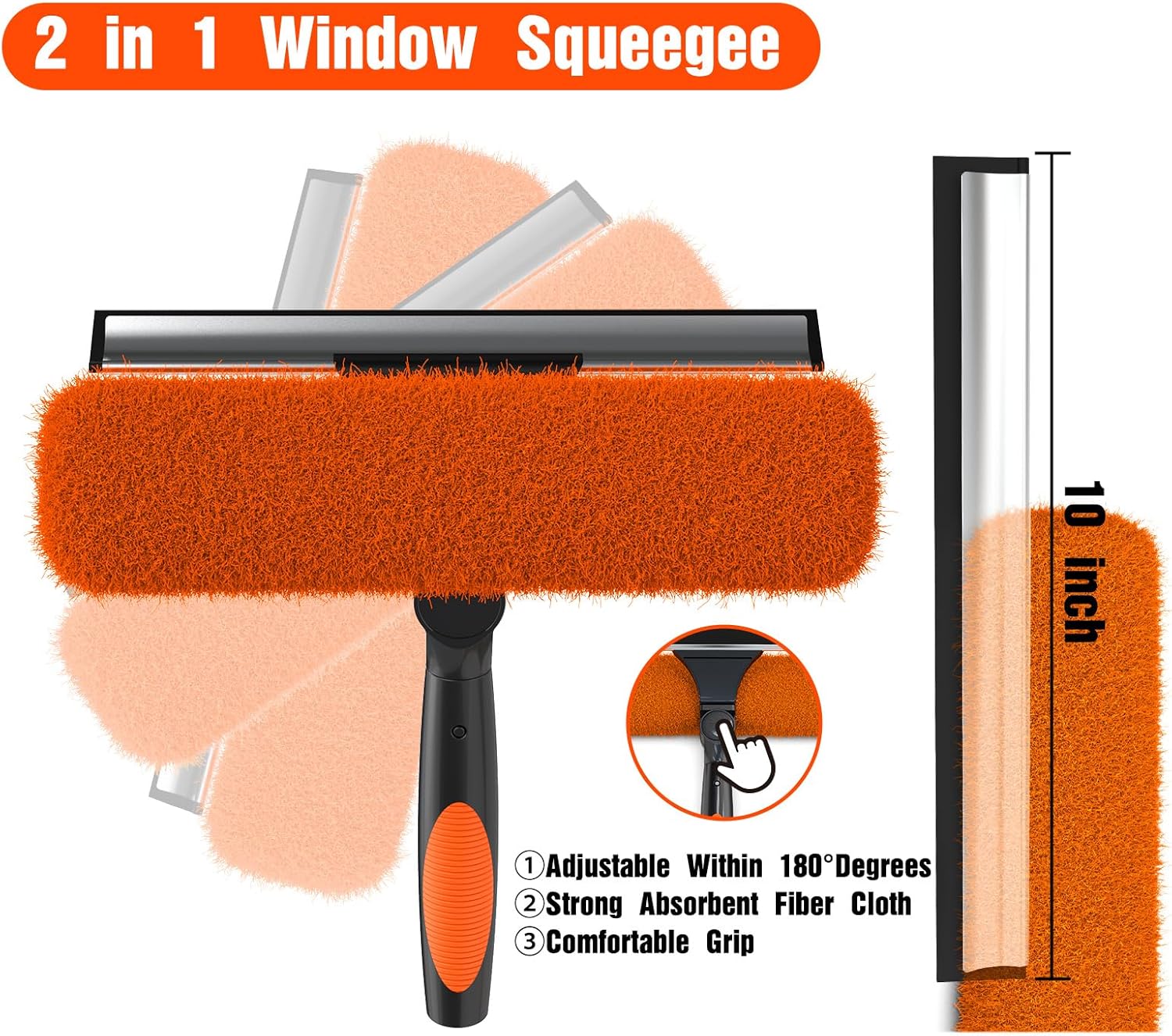 36FT Window Squeegee with Extension Pole, 2-in-1 Squeegee for Window Cleaning, Professional Cleaning Kit for Home with 30FT Telescoping Pole for Outdoor Indoor Use