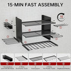 Power Tool Organizer Wall Mount, 3 Layer 8 Drill Holder Tool Shelf Storage Rack for Garage Organization, Birthday Gifts for Him Men Dad Husband Anniversary Fathers Day, Cool Gadget Stocking Stuffer