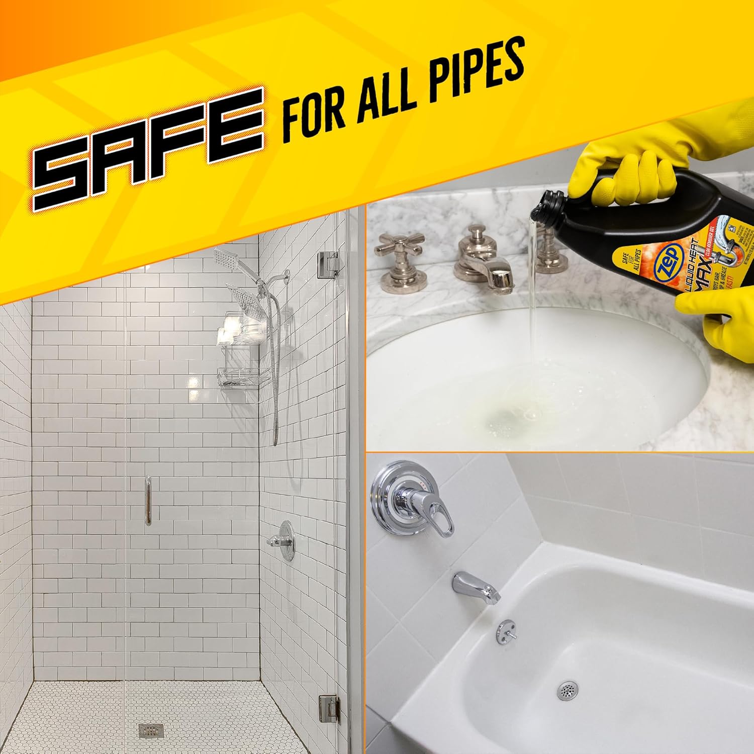 Zep Liquid Heat Max Clog Remover Gel - Destroys Hair, Build-Up & Grease - 64 oz.