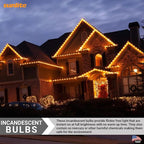 Sunlite Incandescent C9 Colored Night Light Bulb, 7 watts, 120 Volts, Intermediate E17 Screw Base, 2000 Rated Hours, Christmas-Lights Nightlight, Orange, 25 Pack