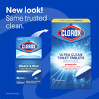Clorox Ultra Clean Toilet Tablets Bleach & Blue, Rain Clean Scent 2.47 Ounces Each, 2 Count (Package May Vary)