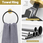 Black and Gold Towel Bar Set 6 Pieces Bathroom Hardware Accessories Set Include 19.68/23.6 in Towel Bar Towel Ring Towel Hook and Toilet Paper Holder Stainless Steel Wall Mounted