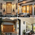 10.6" Motion Sensor Outdoor Wall Sconce Lights 2Pack, Dusk to Dawn Black Exterior Lighting Fixtures with 3 Lighting Modes, Front Porch Lights Outdoor Garage Lighting Fixtures Wall Mount for House