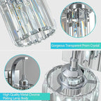 3-Light Crystal Vanity Light, Modern Chrome Bathroom Wall Sconce with K9 Crystal Shades, 23.62" Long Over Mirror Lighting for Vanity, Makeup, Hallway, Elegant & Durable