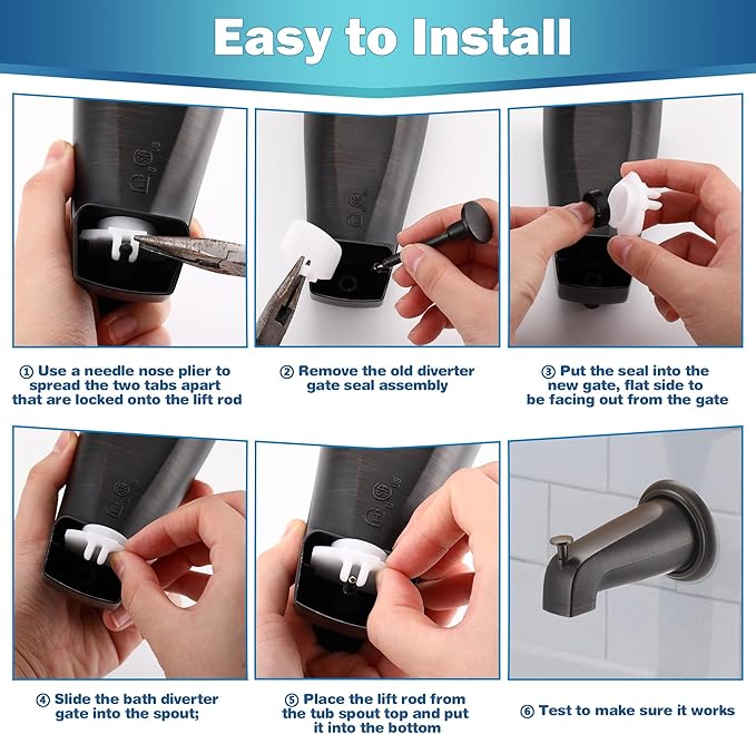 Enhon 2 Set Tub Spout Diverter Repair Kit, Includes 2 x Diverter Valve Stems, 2 x Cup Seals and 2 x Gates, Bathroom Shower Bathtub Leaky Faucet Repair Replacement Parts(Oil Rubbed Bronze,Classic)