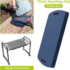 ikkle Garden Kneeler and Seat Gardening Stool Kneeler Folding Gardening Bench with Thicker Detachable Kneeling Pad and Tool Store Pouches (Blue)