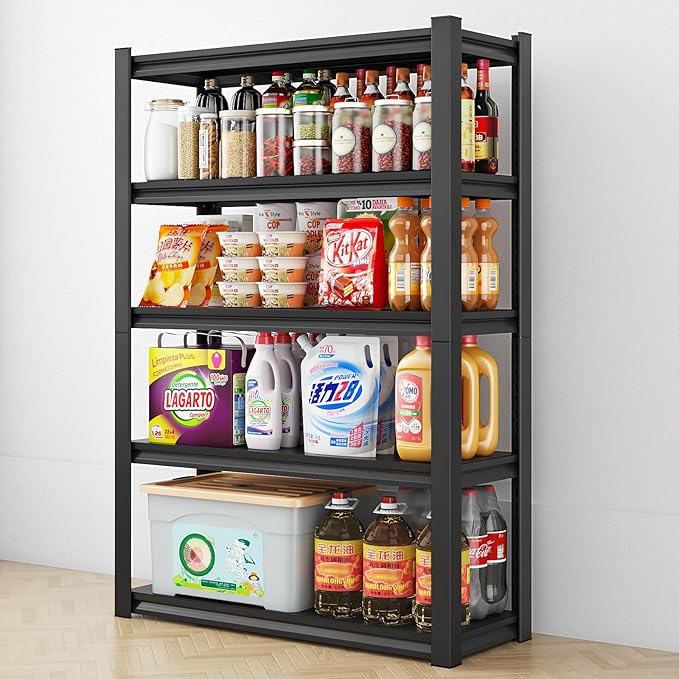 48" W Garage Shelving Heavy Duty, 2800 Lbs Loads Garage Storage Shelves Heavy Duty, Metal Shelving Units and Storage Racks, Industrial Utility Shelf,48" Wx18 Dx78 H, Black