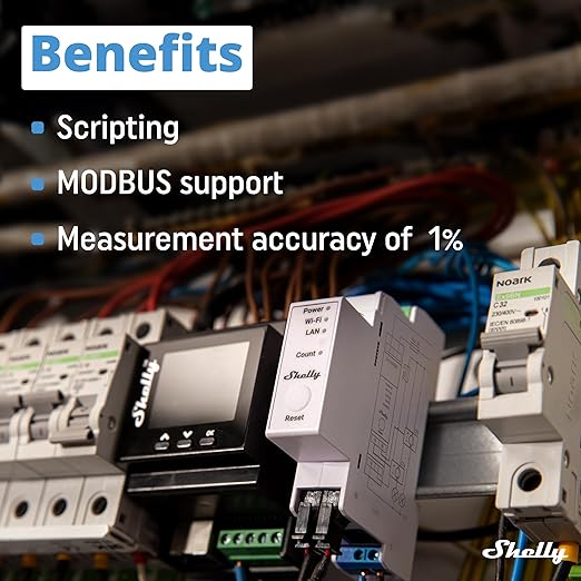 Shelly Pro 3EM (400A) | Wi-Fi & LAN, 3-Phase Smart Energy Meter | 2-Way Consumption | Home Automation | Bluetooth Gateway | Compatible with Alexa & Google Home | No Hub Required | Solar Panels