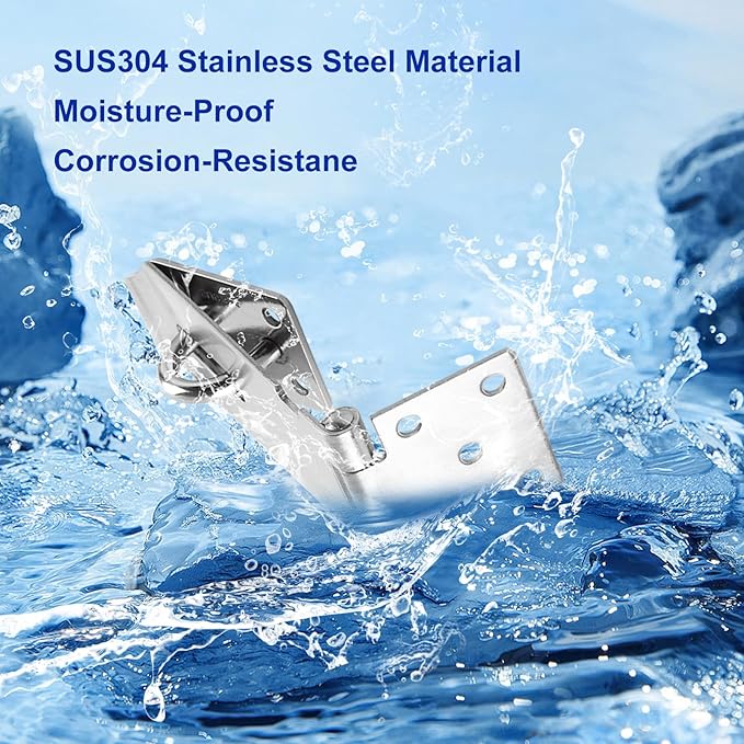 HOWDIA 180 Degree Hasp Lock Latch with Padlock, 4 Inch Stainless Steel Pad Lock Latches Locking Latch Security Door Clasp Hasp for Shed/Gate/Storage（Silver）