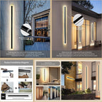 2 Pack Long Outdoor Modern LED Wall Light,31.5inch Waterproof IP65 Warm White 110V led Wall Mount Lighting Fixture Rectangular Black Elegant Frosted White Acrylic Anti Rust.