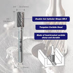 SB-3 Tungsten Carbide Burr Cylinder Shape Double Cut Rotary Burrs File, 4pcs