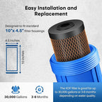 PUREPLUS 5 Micron 10" x 4.5" Whole House Coconut Shell Activated Carbon and KDF Water Filter, Heavy Metal Removal Replacement Water Filter, Compatible with GXWH40L, GXWH35F, BB10, CTO10BB-KDF, 2 PACK