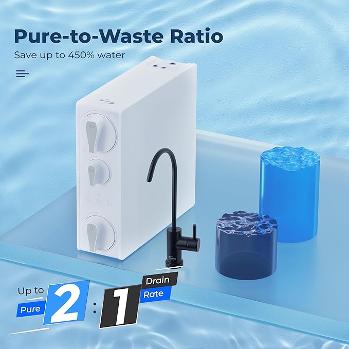 iSpring RO500-ORB Reverse Osmosis System, NSF 58 Certified, 500 GPD Under Sink RO System, Tankless Reverse Osmosis Water Filter, 2:1 Pure to Drain Ratio, White, Oil Rubbed Black Faucet