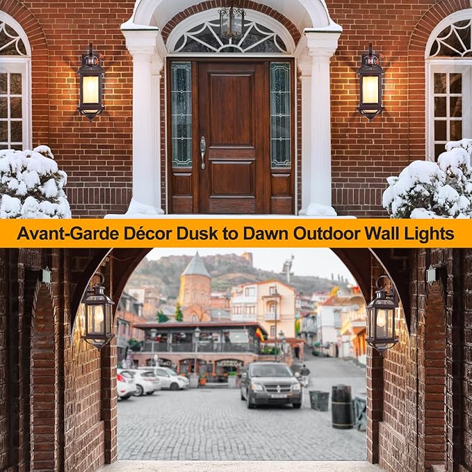 Motion Sensor Outdoor Lights Dusk to Dawn, 19 Inch Enclosed Bottom Anti-Rust Aluminum Oil Rubbed Bronze Porch Lighting Large Exterior Light Fixtures 2 Pack Outdoor Coach Lights for House