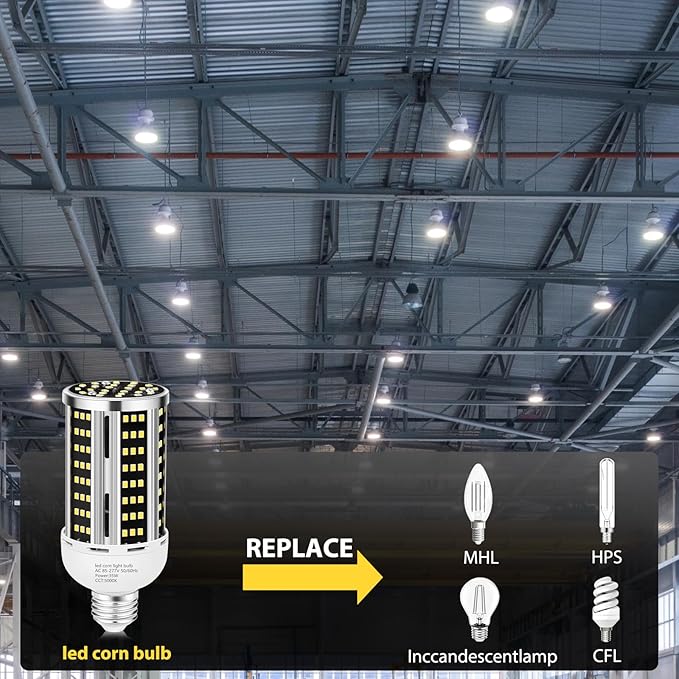 35W 6 pack LED Corn Light Bulb,(300W Equivalent ) Commercial Grade Daylight 5000K E26/E39 5000LM Medium Mogul Base LED Lamp,Large Area Lights For Outdoor Indoor Garage Warehouse Factory Bay Light