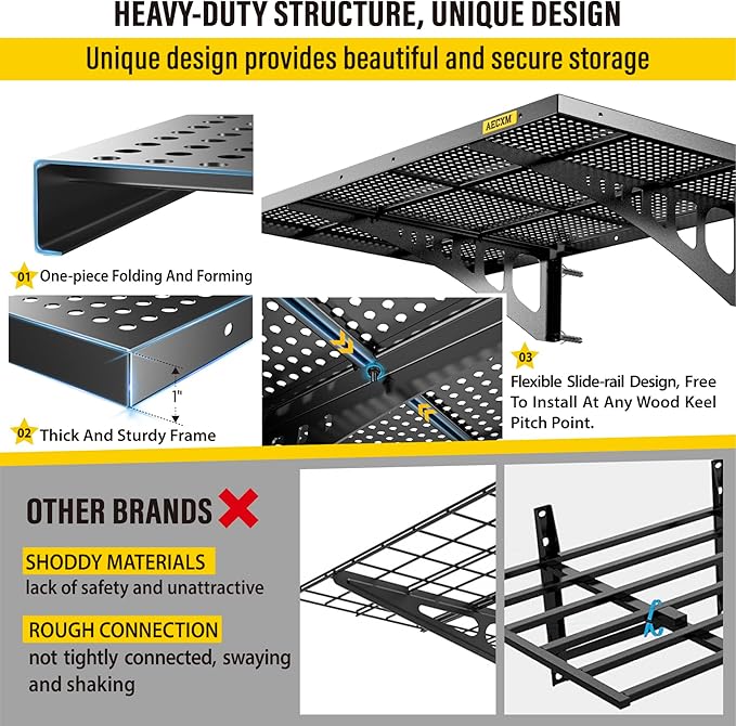 4-Pack 2x3ft Adjustable Garage Wall Shelving 1120lbs Load Capacity Heavy Duty Wall Mounted Storage Shelf Metal Floating Shelves for Garage(Black)