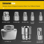 Topec 1.5'' Tub Drain Extractor, 8PCS Pipe Nipple Extractor Set with 1-inch Socket, Remove the Old, Broken, Stubborn, Rusted Drain Tub Bathtub Remover, Strong Grab Plumbing Tools with Storage Case