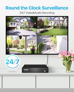 ZOSI 4K 8CH Spotlight PoE Security Camera System with 2TB HDD,4pcs 5MP Outdoor PoE IP Cameras,Smart Human Detection,2 Way Audio,Color Night Vision,8 Ports 16CH 8MP NVR for Home 24/7 Recording