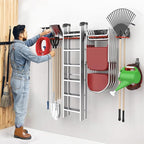 EVERHANGER Garage Tool Storage Organizer Wall Mount, Versatile Garden Tool Rack Organization, Folding Chair Hangers with 8 Multifunctional Hooks, Max Load 330lb, 48inch