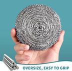 Stainless Steel Scourer Heavy Duty Scrubber Pads Steel Wool Pack of 6,40g