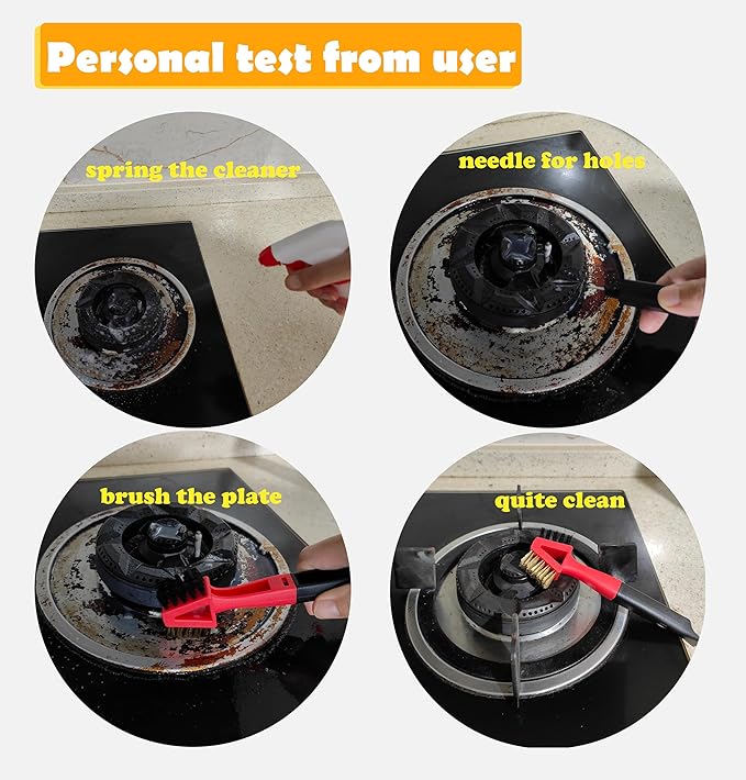 3Pcs (2 Heavy Duty Wide Using Stainless Steel Scraper and 3-in-1Kitchen Stove Cleaning Brush), Brass Brush,Wire Brush,Metal Brush,Nylon Brush, Rust Cleaner for Pot, Range Hood Grease Grime Cleaner