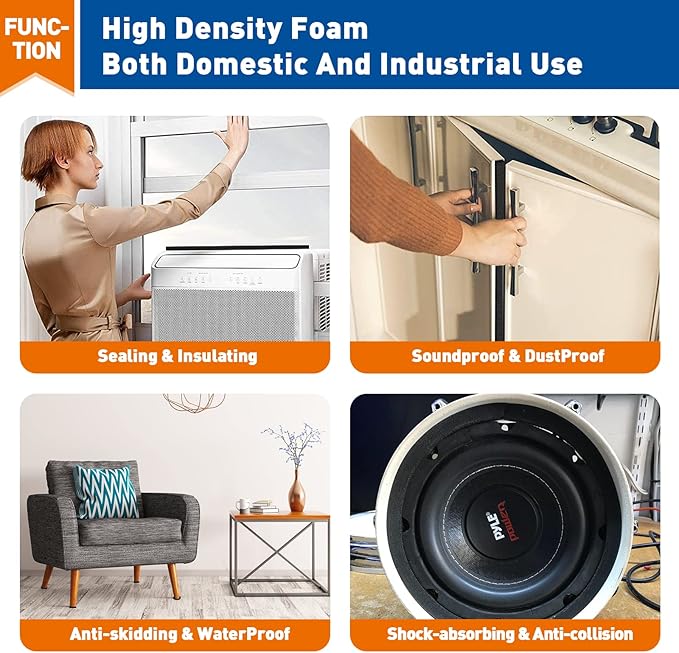 MAGZO Weather Stripping Door Seal, 1/2 Inch Wide X 1/8 Inch Thick Adhesive Foam Tape Soundproof Weatherstripping for Windows, 3 Rolls Total 50FT Black