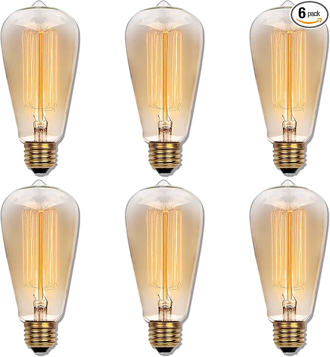 Westinghouse 0413220 60 Watt ST20 Amber Timeless Vintage Inspired Bulb with Medium Base (Pack of 6)