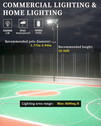 Gefolly SL-8800W Solar Street Lights Outdoor, 550000LM Commercial Parking Lot Light Dusk to Dawn IP67 Waterproof 6500K Security Flood Lights Lamp for Yard, Road, Basketball Courts