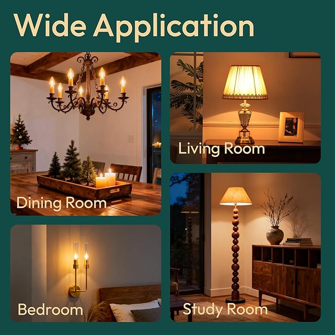 ALAMPEVER E26 LED Bulb 40 Watt, Chandelier Light Bulbs, 2200K Warm White Candelabra LED Bulbs, 24 Pack Candle Light Bulbs