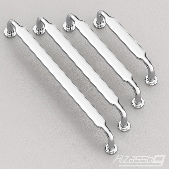 Alzassbg 10 Pack Polished Chrome Cabinet Handles, 5 Inch(128mm) Hole Centers Arch Modern Cabinet Pulls Kitchen Hardware for Cabinets AL3503CP