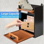 Combination Lock Wall-Mount Mailbox, Wood Vintage Metal Mailboxes for Outside, Security Drop Box with Lock, Large Capacity Mounted Mailbox, Heavy Duty Thickened Mailbox