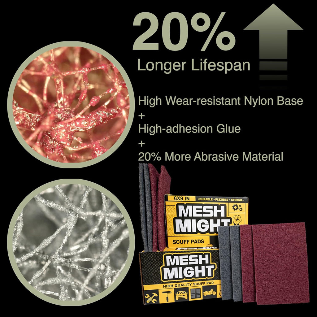 12-Pack 6"x9" Non-Woven Scuff Pads Multi Pack- Aluminum Oxide Abrasive for Scouring, Sanding, Paint Primer Prep - Automotive, Auto Body, Woodworking, Surface Preparation (Multi)