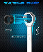 DISEN 15/16 Inch Ratchet Wrench，15/16" Wrench with 72-Tooth Chrome Vanadium Steel，24mm Standard Box End and Open End Ratcheting Wrench for Home Improvement