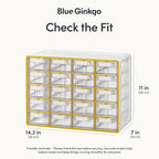 Blue Ginkgo Small 20-Drawer Cabinet – Stackable Clear Organizer for Hardware, Beads, Plastic Bricks, Office, and Craft Storage (Made in Korea, Yellow)