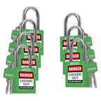 TRADESAFE Lockout Tagout Locks Set - 7 Green Loto Locks, Lockout Locks Keyed Different, 2 Keys Per Lock, OSHA Compliant Lock Out Tag Out Padlocks, Safety Padlocks for Electrical Lockout Tag Out Kits