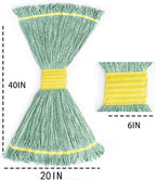 Matthew Cleaning 12Pcs 5'' Headband White&Orange&Green 24Oz Commercial String Mop Heads, Loop-End Mop Head Replacement, Heavy Duty Industrial Washable&Reusable Mop Refills for Residential& Warehouse