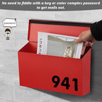 KYODOLED Wall-Mount Mailbox, Large Capacity Mail Box, Galvanized Steel Rust-Proof Metal Post Box, Mailboxes for Outside,15.7"x9.9"x4.9" Red