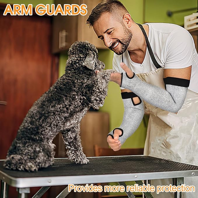 Cut Resistant Sleeves, 1 Pair Protective Sleeves for Arm Protectors for Thin Skin and Bruising with Thumb Hole for Gardening, Welding, Farming, Pet Grooming (Grey)