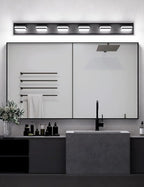 VOLISUN 5CCT Bathroom Light Fixtures Over Mirror, Dimmable, 360°Rotatable Head, 48 inch, 6 Light Bathroom Vanity Light Fixtures, Black LED Vanity Lights for Bathrooms-ETL Certificated