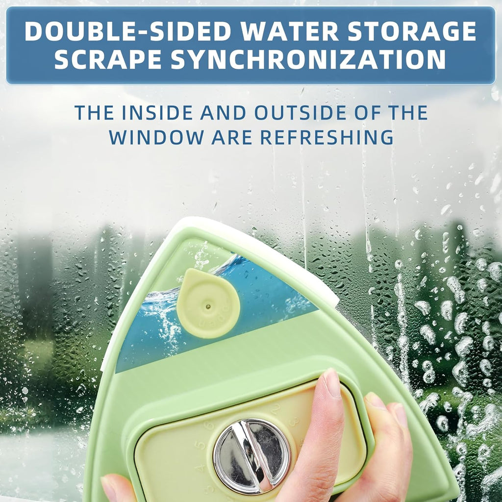 Double-Sided Magnetic Window Cleaner, Adjustable Magnetic Double Window Wiper, Equipment Cleaning Brush Tool, Suitable for 3-30mm Thickness of High-Rise and Automotive Glass Windows (1, Green)