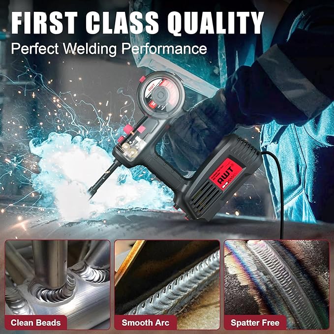 AWT 100A Handheld MIG Welder Machine,110V Flux Core MIG Welder Machine,Portable Gasless MIG Welding Machine,Hand Held Inverter Wire Feed Welder