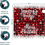 Kawani Merry Christmas Mailbox Cover Winter Snowflake Red Black Buffalo Plaid Christmas Decorative Mailbox Cover Magnetic Standard Size 21x18 Inch Xmas Post Box Cover Wraps for Garden Yard Decor