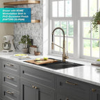 KRAUS Oletto Touchless Sensor Commercial Pull-Down Single Handle Kitchen Faucet with QuickDock Top Mount Assembly in Spot Free Antique Champagne Bronze, KSF-2631SFACB