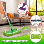 Set of 4 Reusable Microfiber Mop Pads Compatible with Swiffer Sweeper, Dry Sweeping Cloths, Washable Wet Mopping Cloth Refills for Floor Cleaning (Mop is Not Included) (4 Pack, Green)