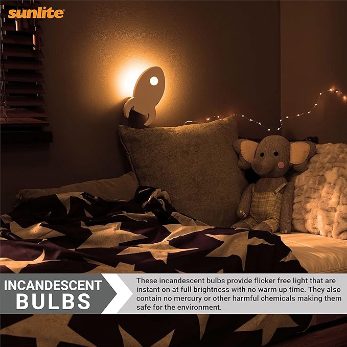 Sunlite 01270 7C7 Incandescent Bulb, 7 Watt, Candelabra E12 Base, C7 Small Night Light, Colored Bulb, Orange, 25 Count